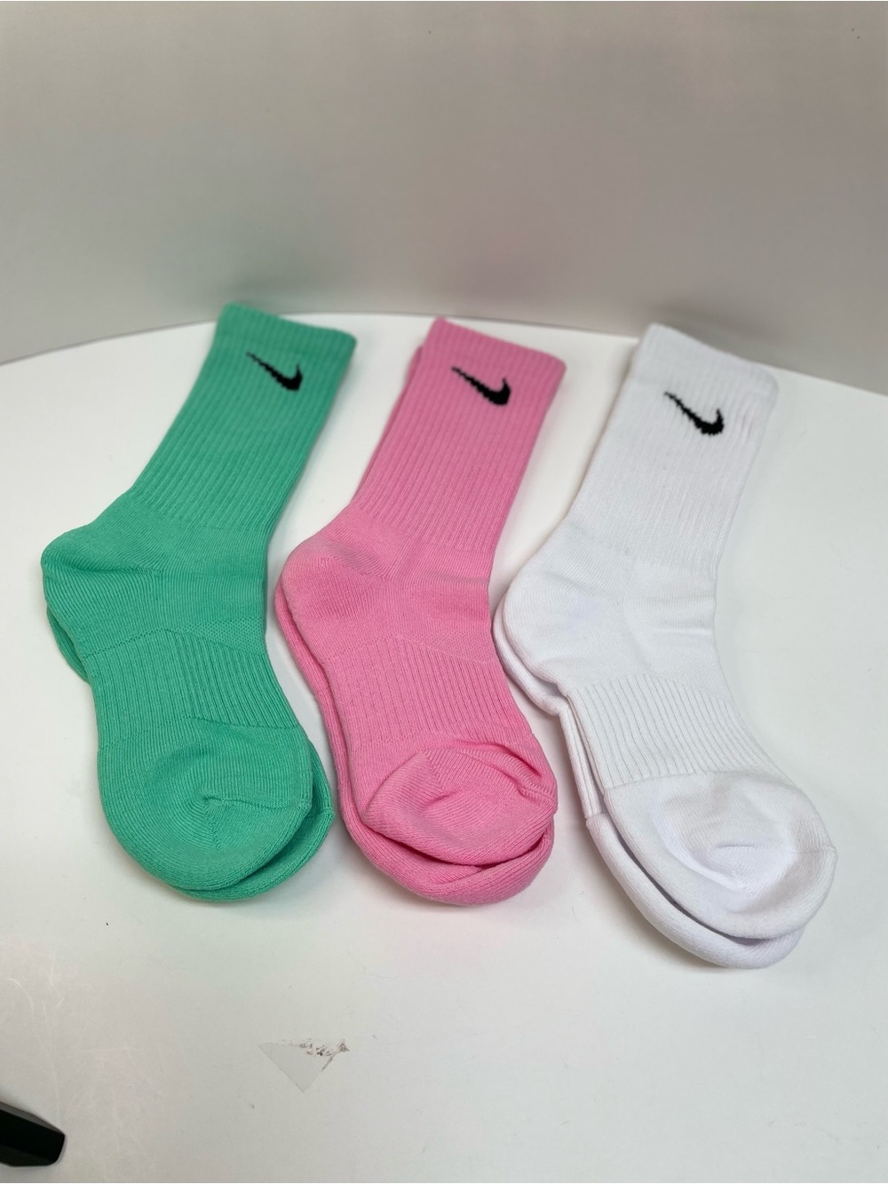 Nike Crew Unisex Athletic Socks in Mint Green, Pink & White (3-Pack)